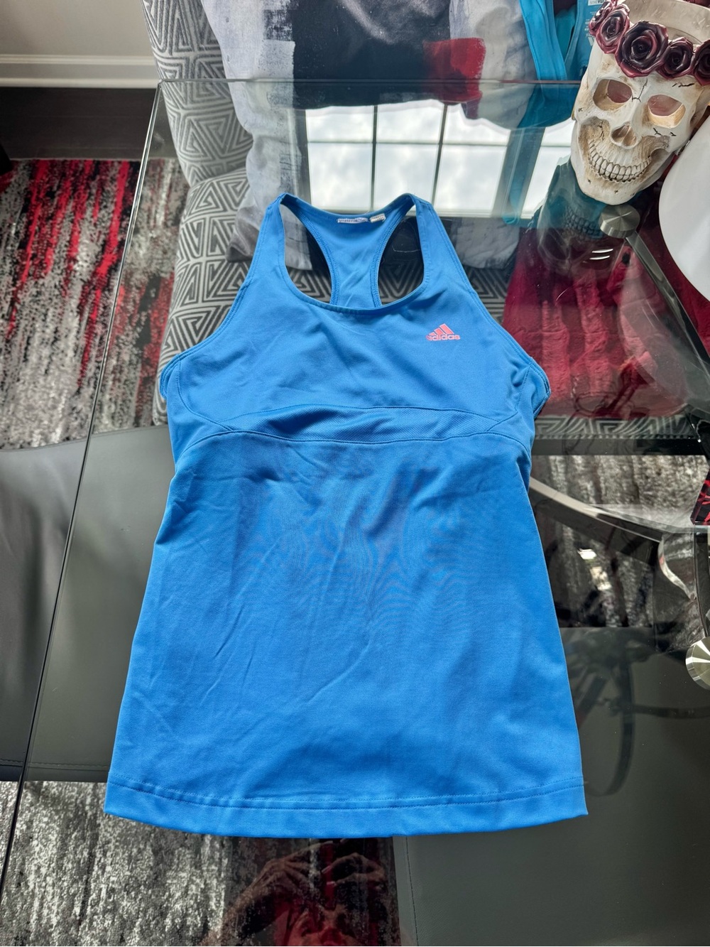 Adidas Bright Blue Racerback Tennis Tank. Medium.